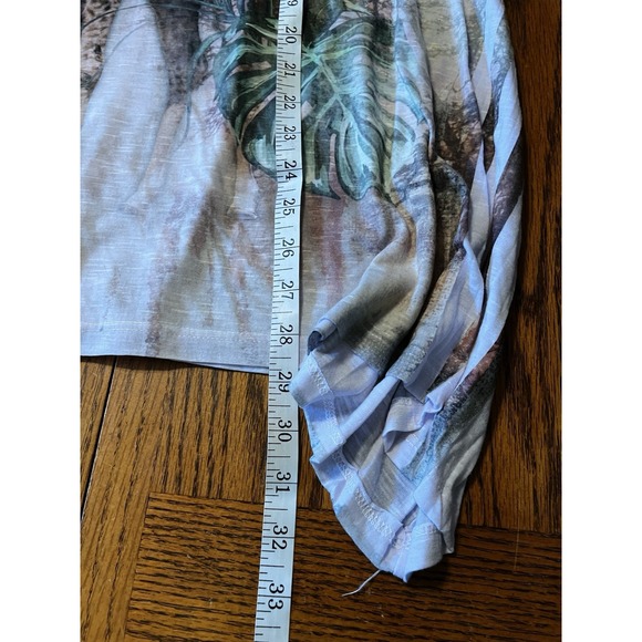 90s Y2K Safari Bling Sharkbite Top Sz 2XL Fitted Cap Sleeve Semi Sheer‎ Stretch - Picture 8 of 8